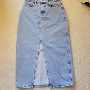 Mango Light Blue Long Denim Skirt
